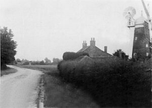 Old black & white photo of Tilney St Lawrence Tower Mill